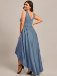 Deep V-Neck High-Low Sleeveless A-Line Wedding Guest Dress – Dusty Navy