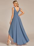 Deep V-Neck High-Low Sleeveless A-Line Wedding Guest Dress – Dusty Navy