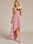 Elegant High-Low Sleeveless Empire Waist Bridesmaid Dress – Dusty Rose