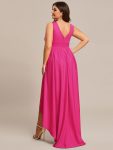 Elegant High-Low Sleeveless Empire Waist Bridesmaid Dress – Hot Pink