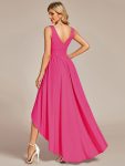 Elegant High-Low Sleeveless Empire Waist Bridesmaid Dress – Hot Pink