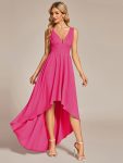 Elegant High-Low Sleeveless Empire Waist Bridesmaid Dress – Hot Pink