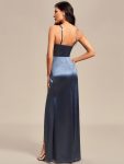 Pleated Front Slit Spaghetti Straps High Stretch Bodycon Satin Bridesmaid Dress – Stormy