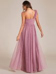 Sweetheart Neckline One Shoulder with Floral Tulle High Slit Bridesmaid Dress – Purple Orchid