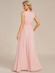 Simple Sleeveless A-line Chiffon Bridesmaid Dress with Hollow Out Detail – Pink