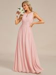 Simple Sleeveless A-line Chiffon Bridesmaid Dress with Hollow Out Detail – Pink