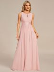 Simple Sleeveless A-line Chiffon Bridesmaid Dress with Hollow Out Detail – Pink