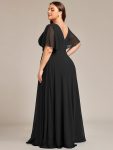 Simple Chiffon Short Sleeves Empire Waist A-Line Maxi Bridesmaid Dress – Black