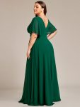 Simple Chiffon Short Sleeves Empire Waist A-Line Maxi Bridesmaid Dress – Dark Green