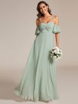 Spaghetti Strap Sweetheart Chiffon A-line Bridesmaid Dress with Knot – Mint Green