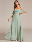 Spaghetti Strap Sweetheart Chiffon A-line Bridesmaid Dress with Knot - Mint Green