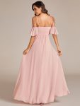 Spaghetti Strap Sweetheart Chiffon A-line Bridesmaid Dress with Knot – Pink