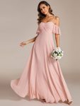 Spaghetti Strap Sweetheart Chiffon A-line Bridesmaid Dress with Knot - Pink