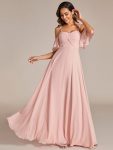 Spaghetti Strap Sweetheart Chiffon A-line Bridesmaid Dress with Knot – Pink