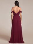 Sweetheart Neckline Cold Shoulder Chiffon Bridesmaid Dress – Burgundy