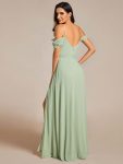 Sweetheart Neckline Cold Shoulder Chiffon Bridesmaid Dress – Mint Green