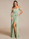 Sweetheart Neckline Cold Shoulder Chiffon Bridesmaid Dress – Mint Green