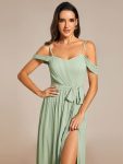 Sweetheart Neckline Cold Shoulder Chiffon Bridesmaid Dress – Mint Green