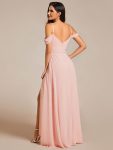 Sweetheart Neckline Cold Shoulder Chiffon Bridesmaid Dress – Pink