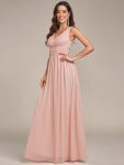 Sleeveless V-Neck Plain Chiffon Maxi Bridesmaid Dress – Pink