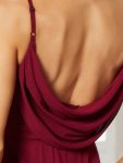 Criss-Cross V-Neck Chiffon Backless A-Line Bridesmaid Dress – Burgundy