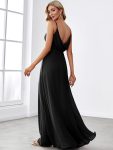 Criss-Cross V-Neck Chiffon Backless A-Line Bridesmaid Dress – Black