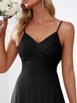 Criss-Cross V-Neck Chiffon Backless A-Line Bridesmaid Dress – Black