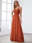 Criss-Cross V-Neck Chiffon Backless A-Line Bridesmaid Dress – Burnt Orange