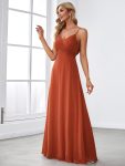 Criss-Cross V-Neck Chiffon Backless A-Line Bridesmaid Dress – Burnt Orange