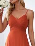 Criss-Cross V-Neck Chiffon Backless A-Line Bridesmaid Dress – Burnt Orange