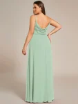 Criss-Cross V-Neck Chiffon Backless A-Line Bridesmaid Dress – Mint Green