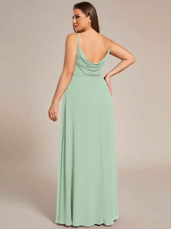 Criss-Cross V-Neck Chiffon Backless A-Line Bridesmaid Dress - Mint Green