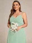 Criss-Cross V-Neck Chiffon Backless A-Line Bridesmaid Dress – Mint Green