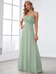 Criss-Cross V-Neck Chiffon Backless A-Line Bridesmaid Dress – Mint Green