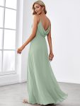 Criss-Cross V-Neck Chiffon Backless A-Line Bridesmaid Dress – Mint Green