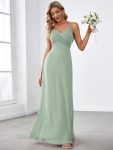 Criss-Cross V-Neck Chiffon Backless A-Line Bridesmaid Dress – Mint Green