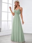 Criss-Cross V-Neck Chiffon Backless A-Line Bridesmaid Dress – Mint Green