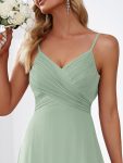 Criss-Cross V-Neck Chiffon Backless A-Line Bridesmaid Dress – Mint Green