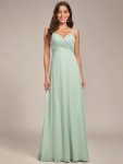 Criss-Cross V-Neck Chiffon Backless A-Line Bridesmaid Dress – Mint Green