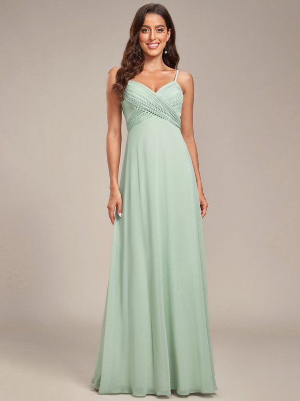 Criss-Cross V-Neck Chiffon Backless A-Line Bridesmaid Dress - Mint Green