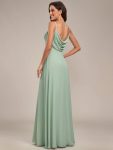 Criss-Cross V-Neck Chiffon Backless A-Line Bridesmaid Dress – Mint Green