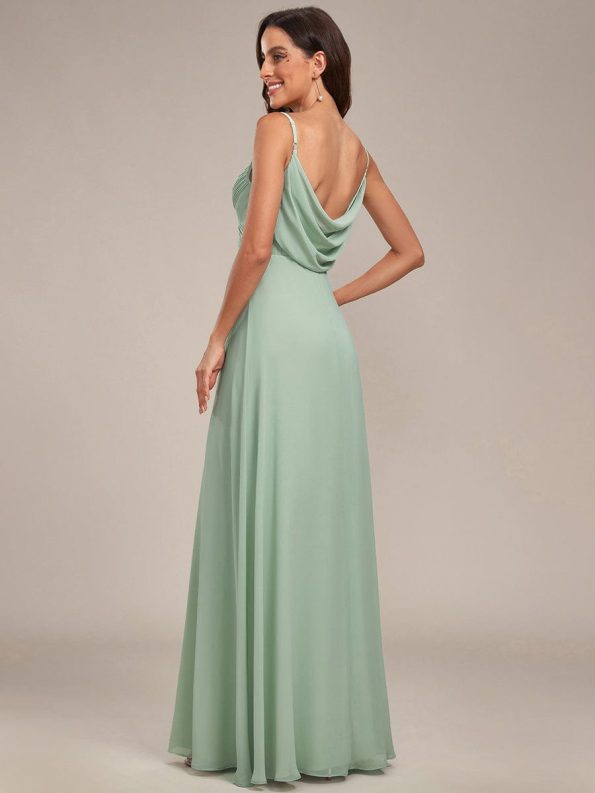 Criss-Cross V-Neck Chiffon Backless A-Line Bridesmaid Dress - Mint Green