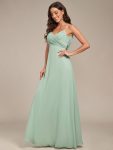 Criss-Cross V-Neck Chiffon Backless A-Line Bridesmaid Dress – Mint Green