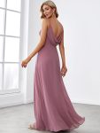 Criss-Cross V-Neck Chiffon Backless A-Line Bridesmaid Dress – Purple Orchid