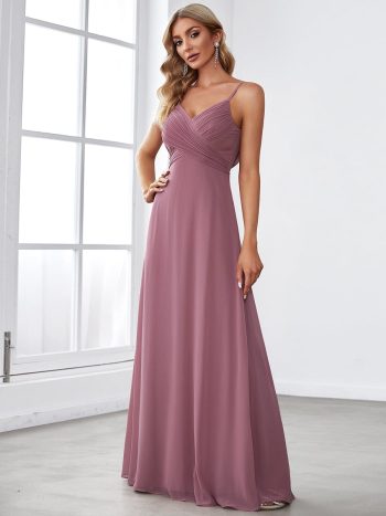 Criss-Cross V-Neck Chiffon Backless A-Line Bridesmaid Dress - Purple Orchid