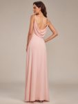 Criss-Cross V-Neck Chiffon Backless A-Line Bridesmaid Dress – Pink