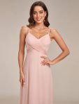 Criss-Cross V-Neck Chiffon Backless A-Line Bridesmaid Dress – Pink