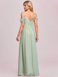 Pleated V-Neck Cold Shoulder Bridesmaid Dress – Mint Green