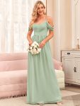 Pleated V-Neck Cold Shoulder Bridesmaid Dress – Mint Green