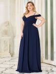 Spaghetti Straps V-Neck A-Line Bridesmaid Dress – Navy Blue